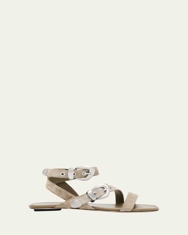 Maven Suede Buckle Flat Sandals
